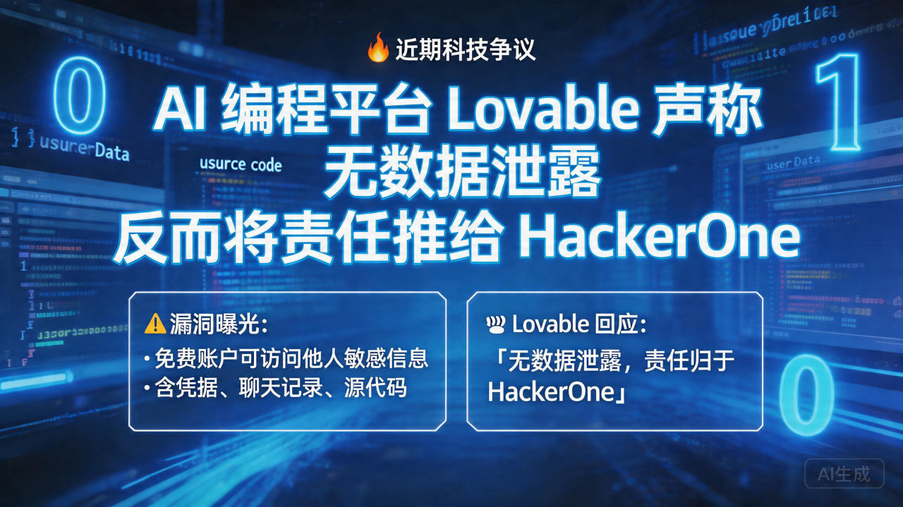 AI 编程平台 ​Lovable 声称无数据泄露，反而将责…