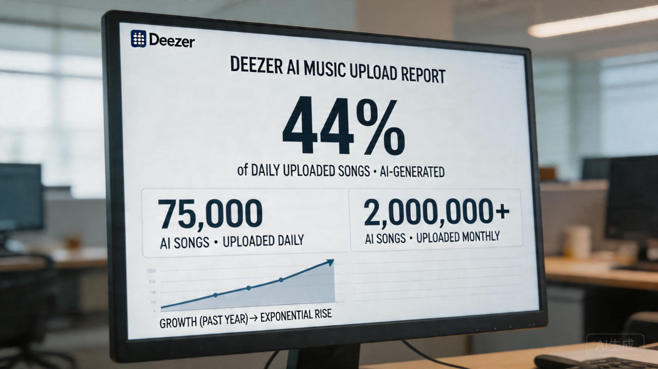 ​Deezer 报告：AI 生成音乐占日常上传量的 44%，行业担忧加剧
