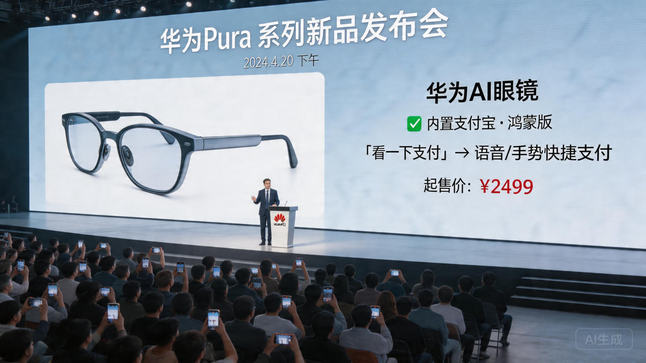 华为 AI 眼镜发布，支付宝携手支持 “看一下支付” 功能
