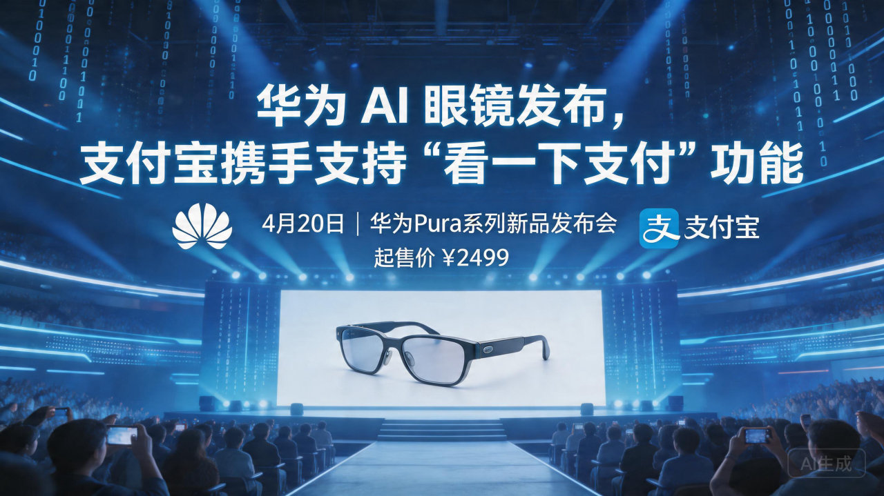 华为 AI 眼镜发布，支付宝携手支持 “看一下支付” 功能
