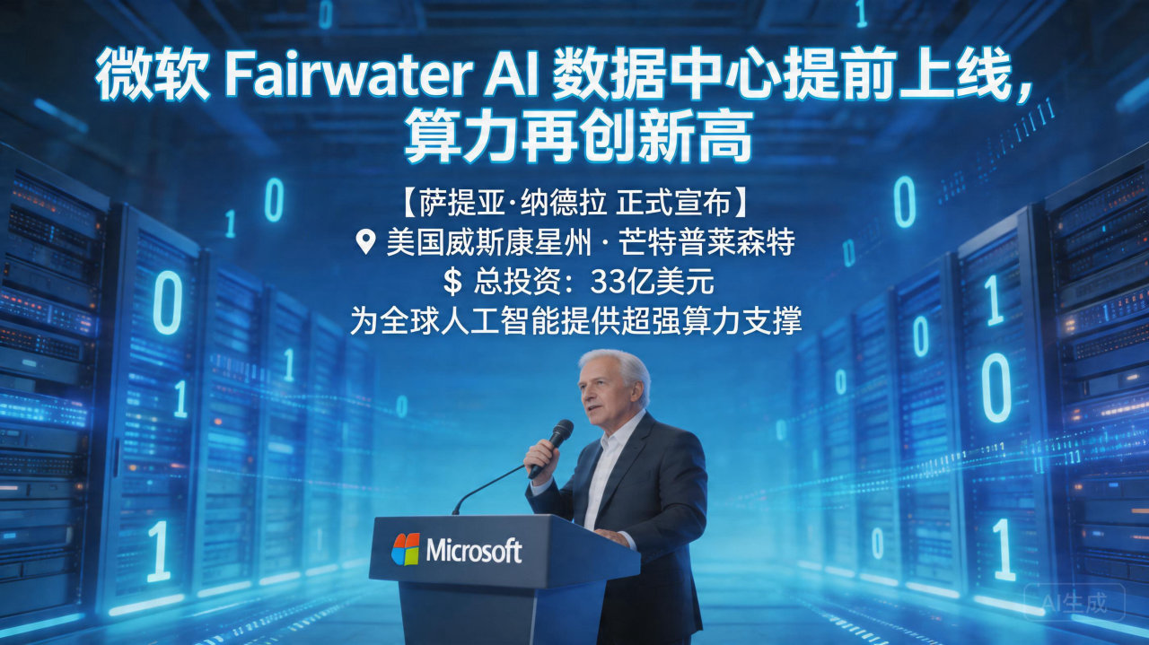 ​微软 Fairwater AI 数据中心提前上线，算力再…