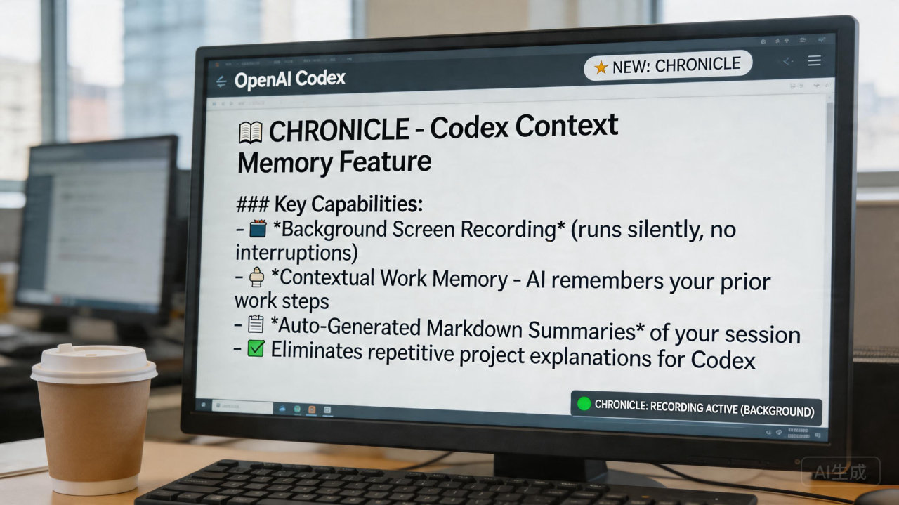 ​OpenAI Codex 推出全新 Chronicle 功能：让 AI 记住你的项目上下文
