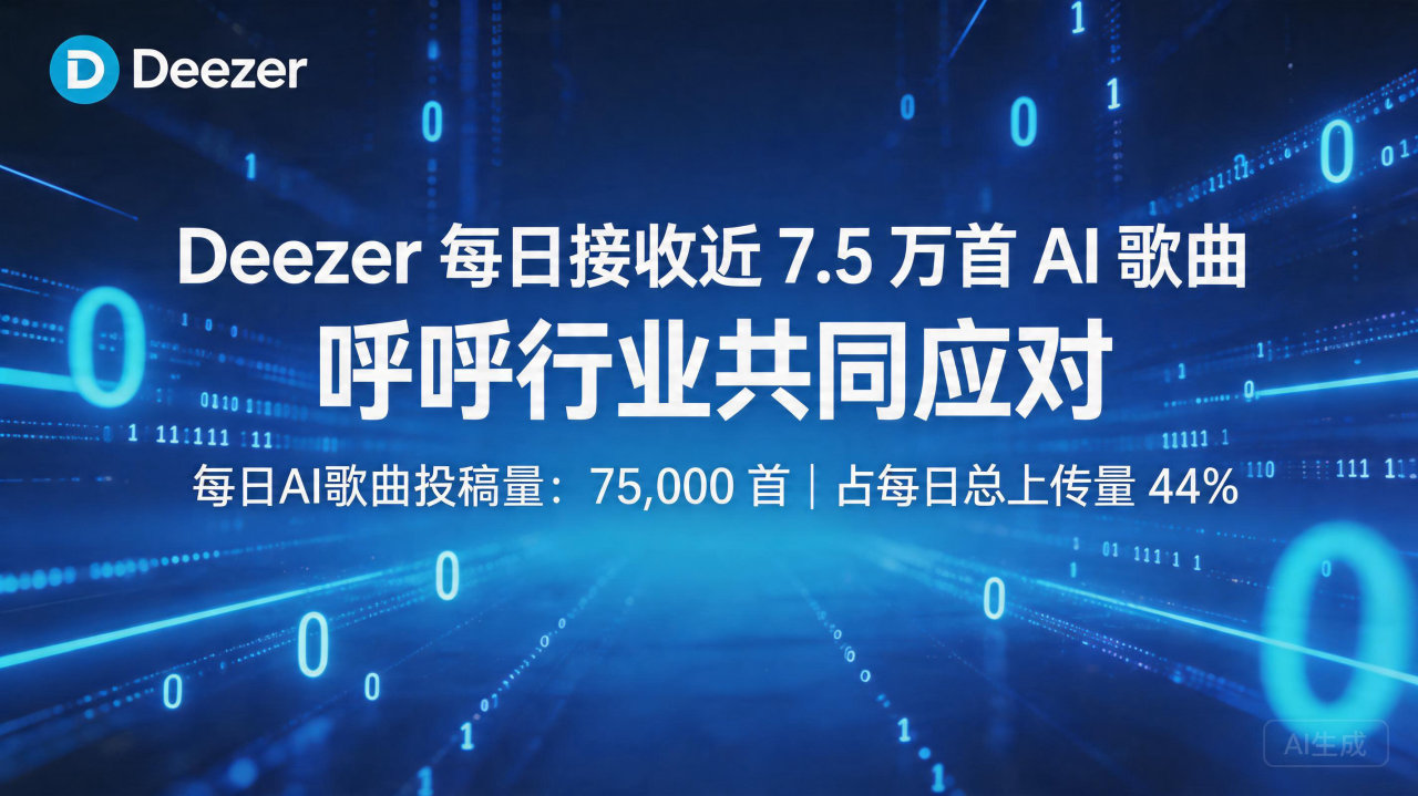 ​Deezer 每日接收近 7.5 万首 AI 歌曲，呼吁…