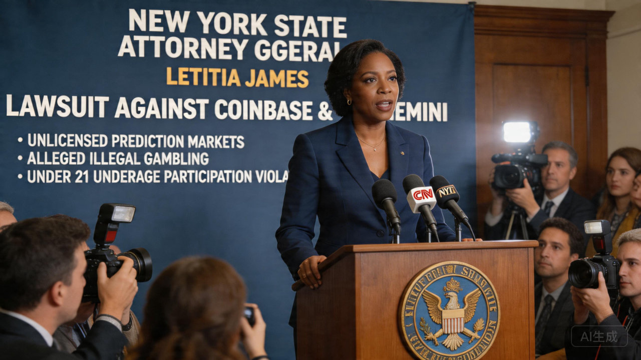 纽约州起诉Coinbase与Gemini，指控其涉嫌非法经营预测市场
