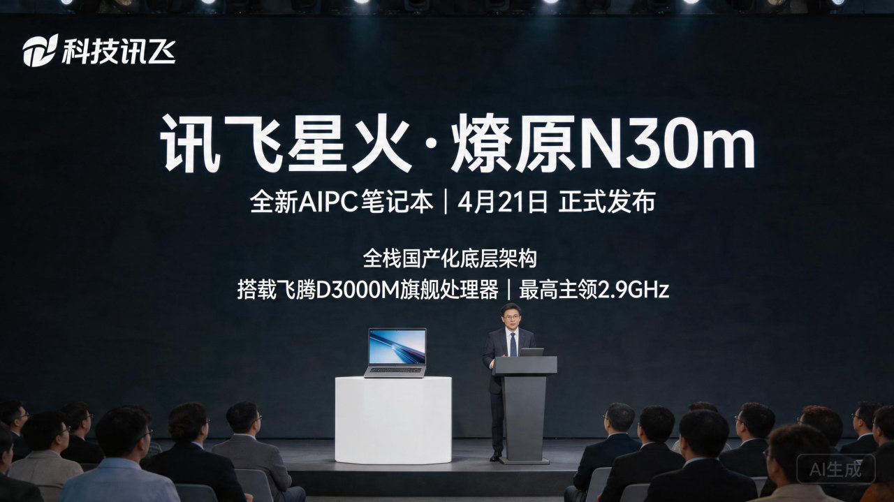 ​讯飞星火·燎原N30m笔记本正式发布，主打移动办公与全栈国产化方案
