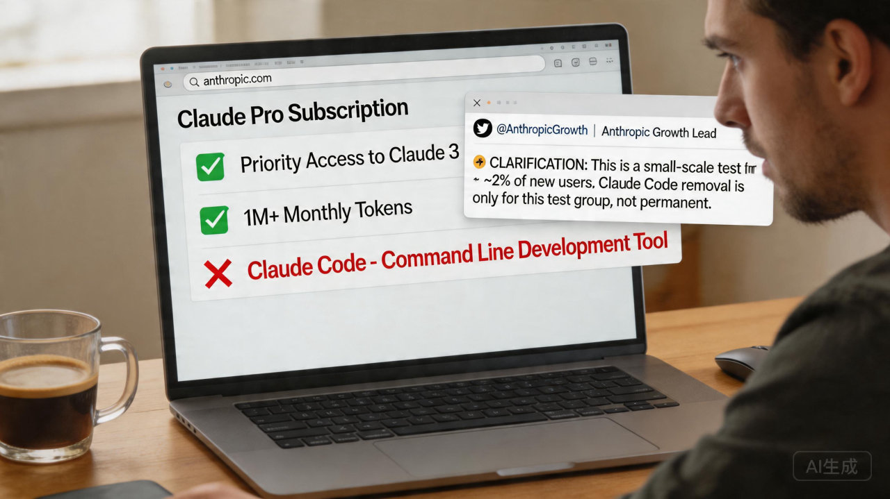 Anthropic 突袭式削减订阅权益，Claude Code 退出 Pro 套餐引发测试争议
