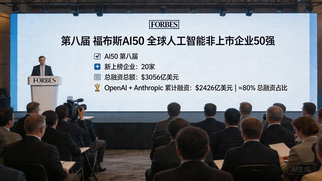 福布斯发布2026 年全球AI50 榜单 OpenAI、Anthropic依然领先
