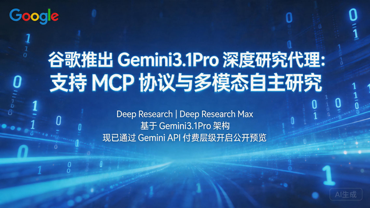 谷歌推出 Gemini3.1Pro 深度研究代理:支持 M…