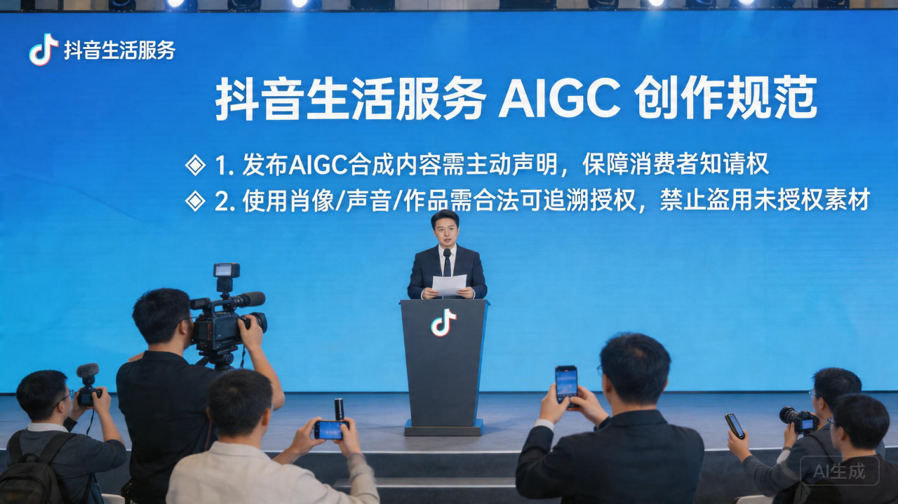 ​抖音发布新规：禁止未经授权使用他人肖像、声音及作品进行 AIGC 创作
