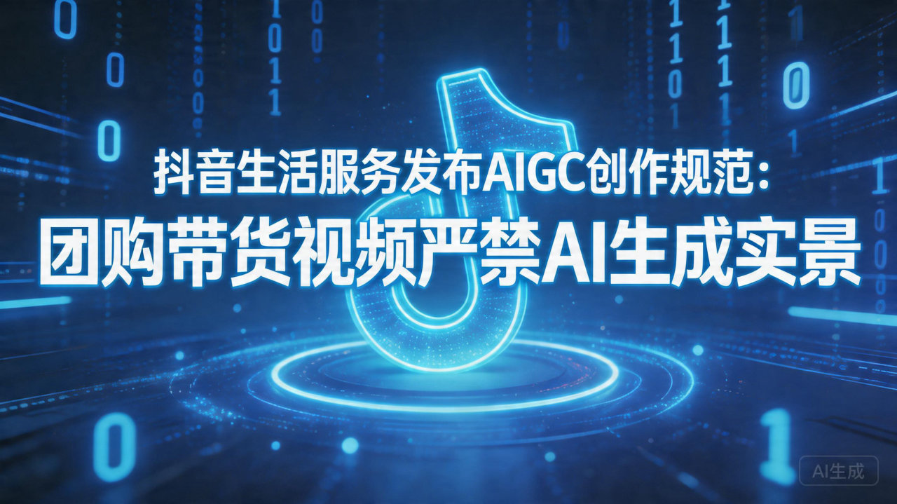 抖音生活服务发布AIGC创作规范：团购带货视频严禁AI生成…