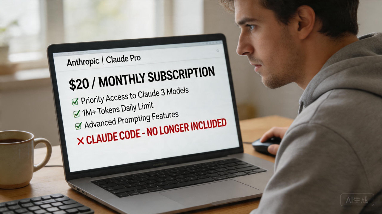 ​Claude Pro 订阅方案调整：部分新用户或失去 Claude Code 使用权

