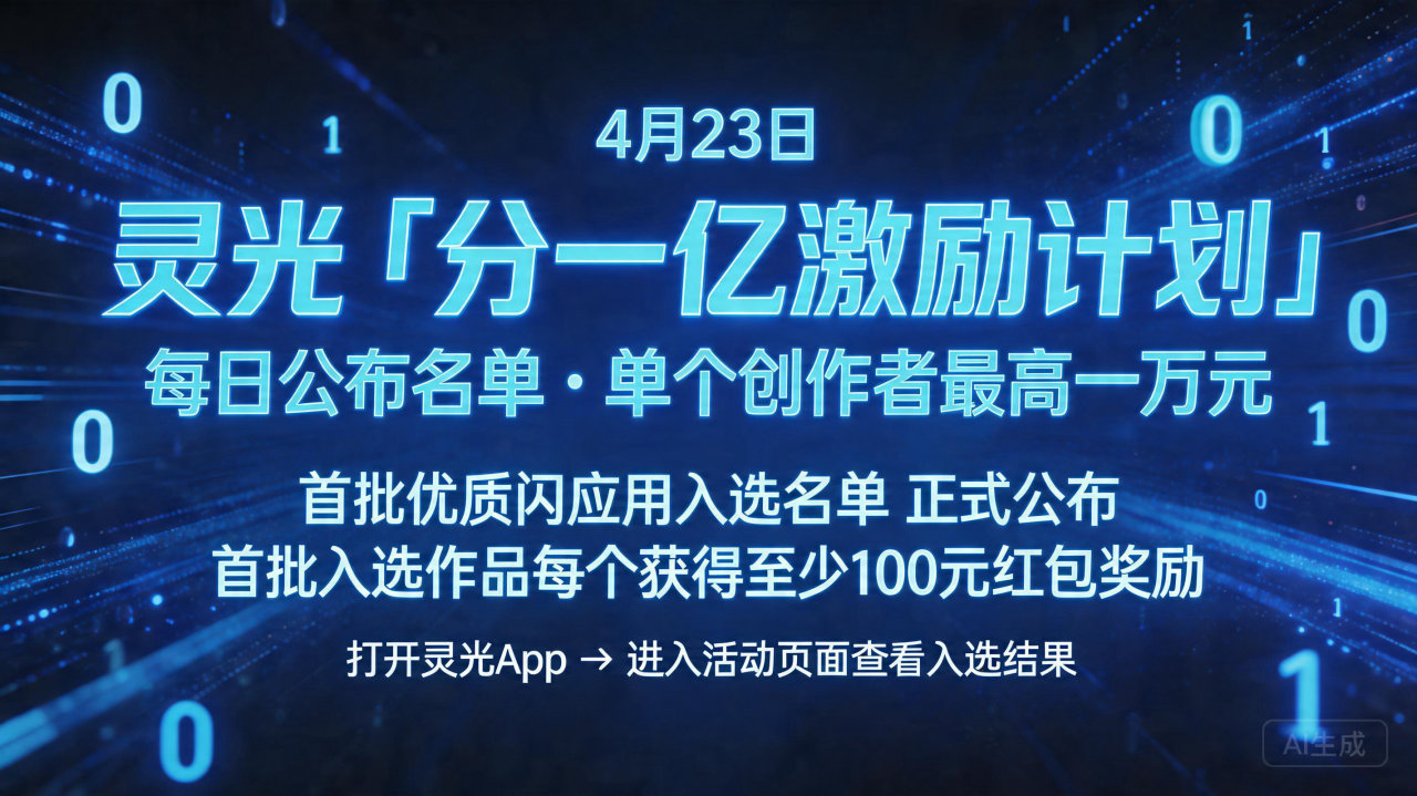 灵光“分一亿激励计划”每日公布名单，单个创作者最高一万元