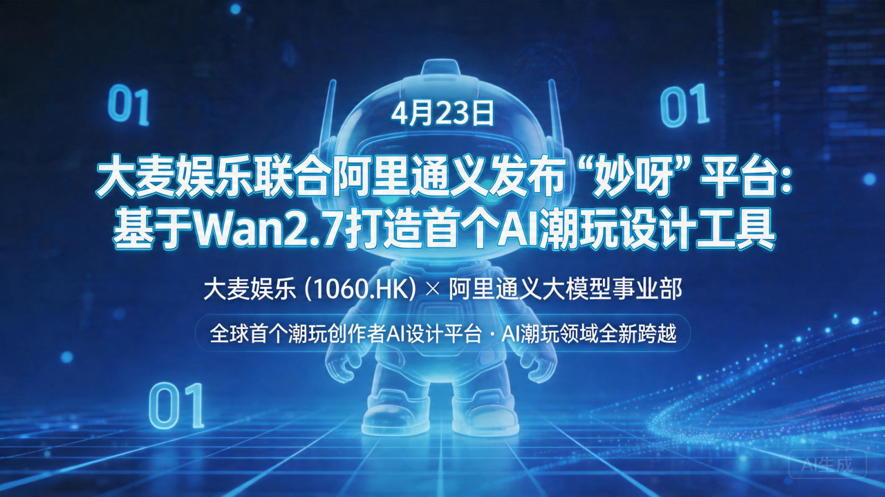 大麦娱乐联合阿里通义发布“妙呀”平台:基于Wan2.7打造…