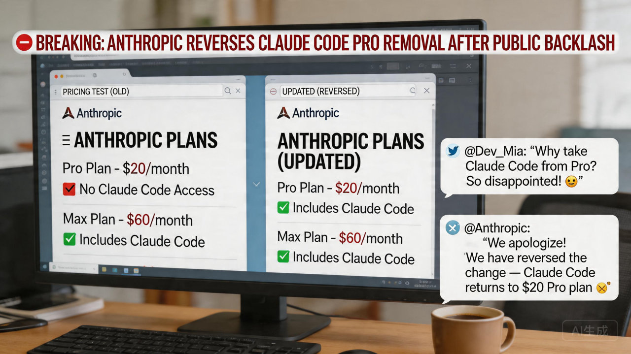 Anthropic 撤回 Claude Code 订阅限制测试，承认算力成本超出 Pro 套餐负荷
