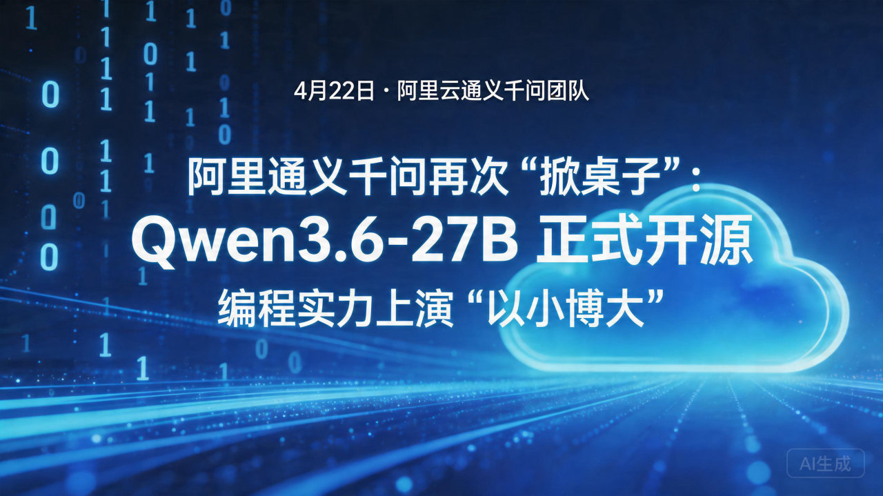 阿里通义千问再次“掀桌子”：Qwen3.6-27B正式开源…