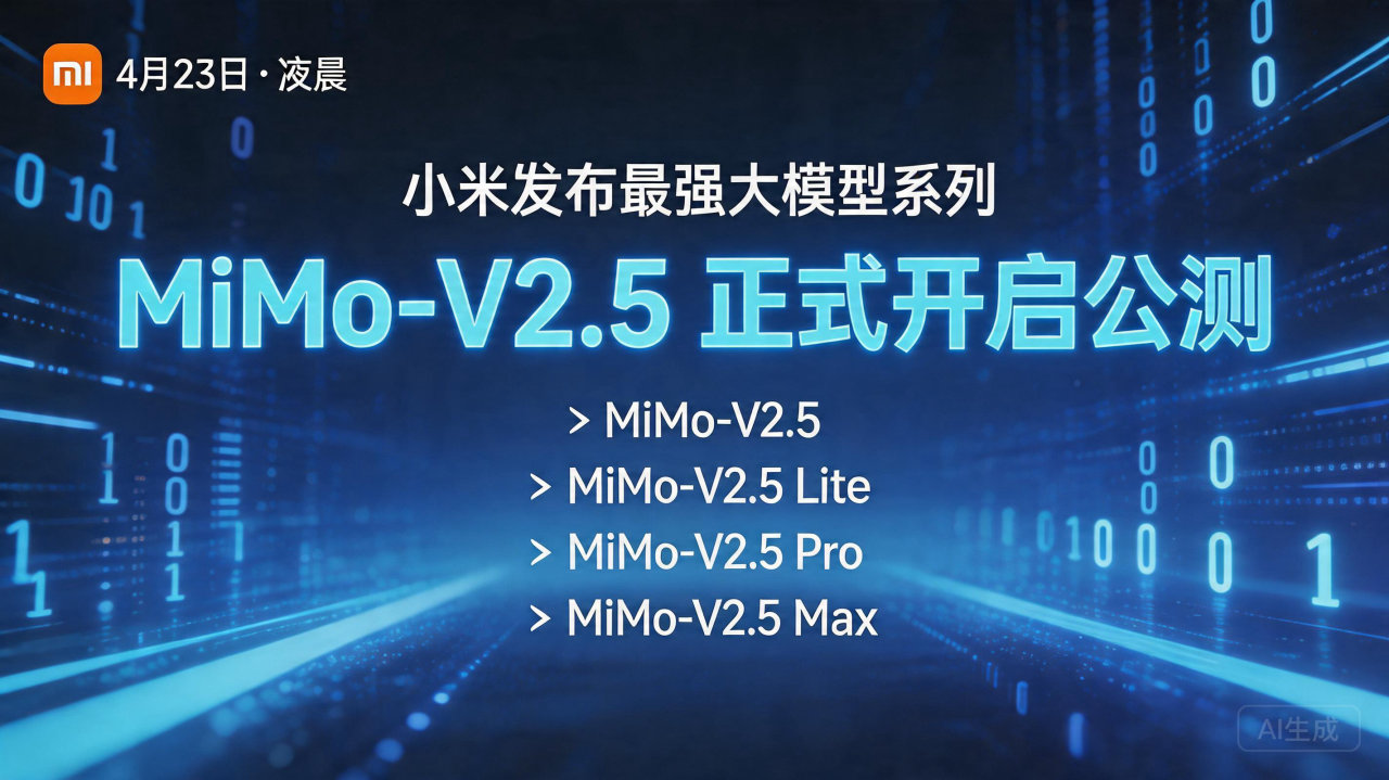 小米发布最强大模型系列，MiMo-V2. 5 正式开启公测