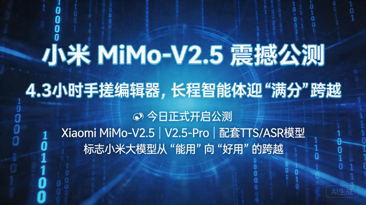 小米 MiMo-V2.5震撼公测:4.3小时手搓编译器，长…