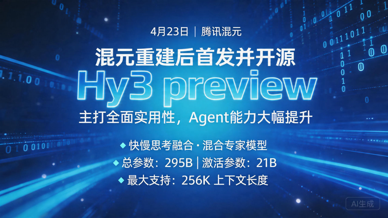 混元重建后首发并开源 Hy3 preview：主打全面实用…