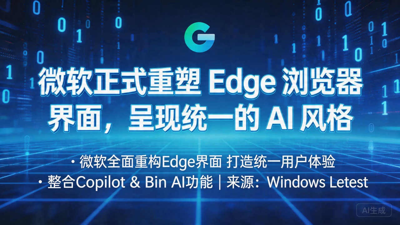 ​微软正式重塑 Edge 浏览器界面，呈现统一的 AI 风…