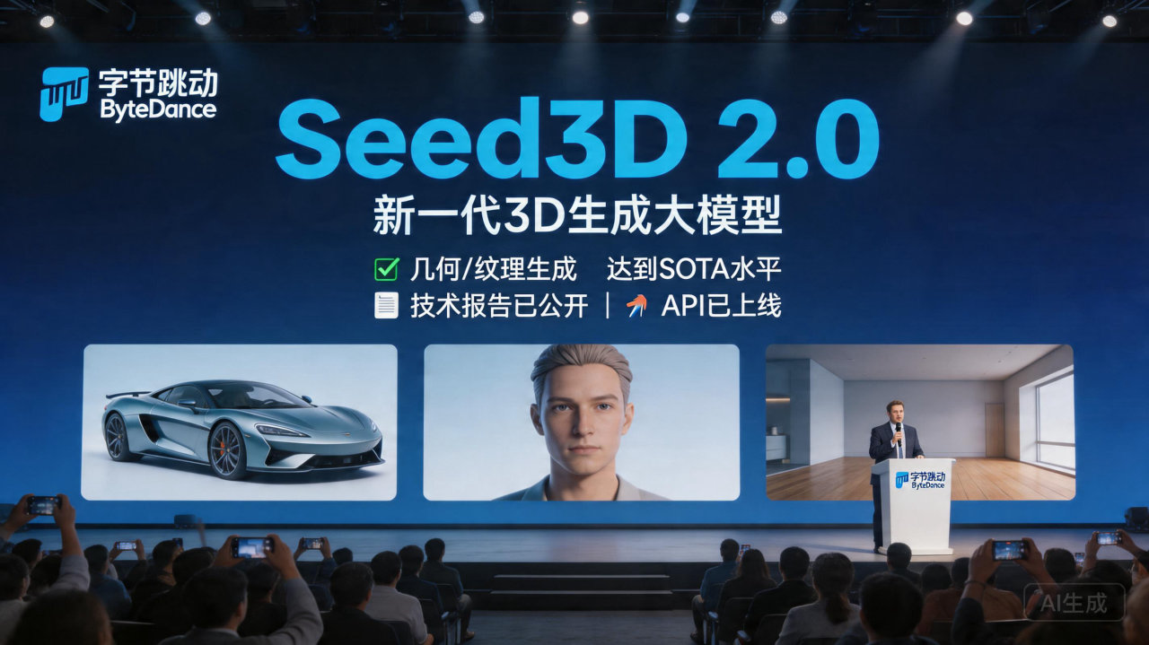 字节跳动推出全新3D 生成模型 Seed3D2.0，技术跃升至 SOTA 水平
