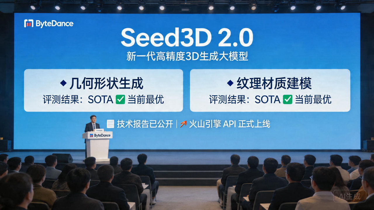 字节跳动发布新一代3D生成大模型Seed3D 2.0，技术精度与真实感实现跨越式提升
