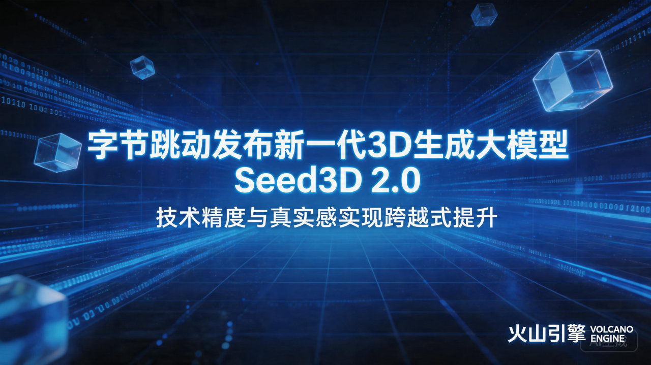 字节跳动发布新一代3D生成大模型Seed3D 2.0，技术…