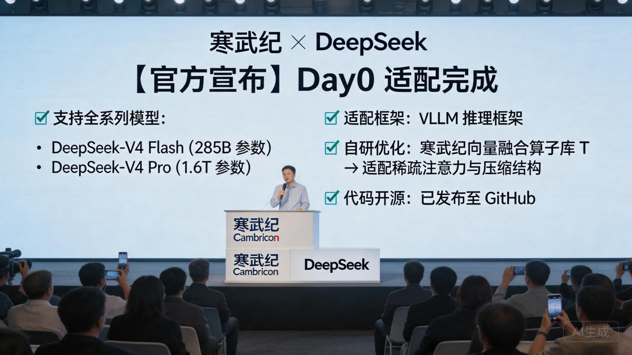 寒武纪宣布实现 DeepSeek-V4全系列模型 Day0适配并开源优化代码
