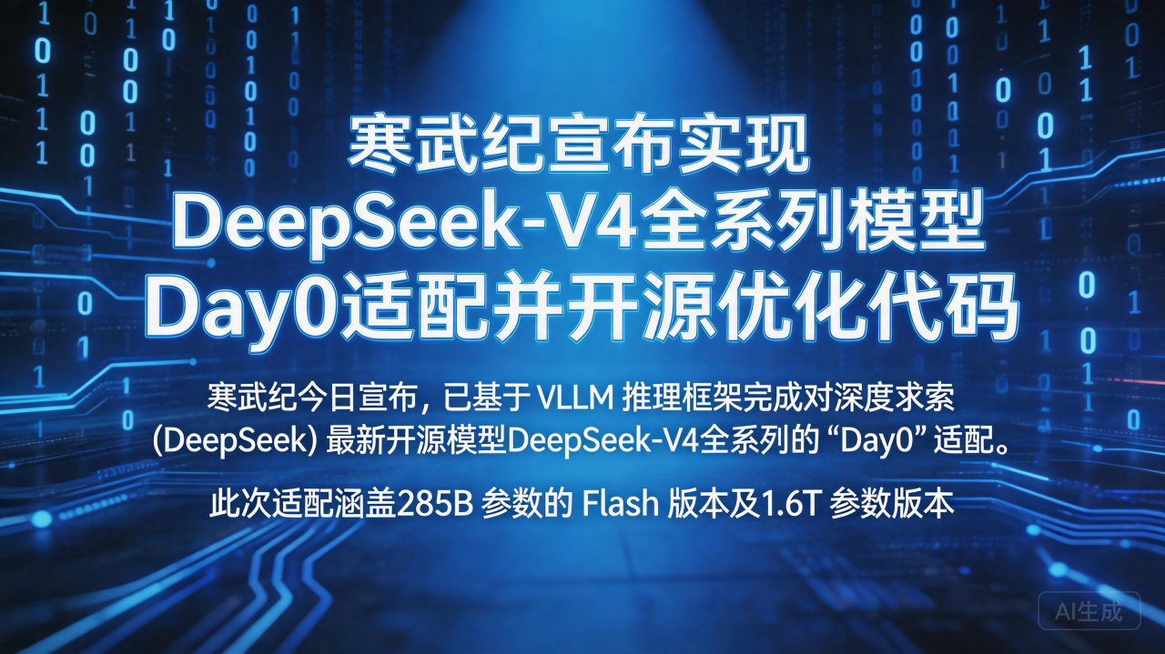 寒武纪宣布实现 DeepSeek-V4全系列模型 Day0…