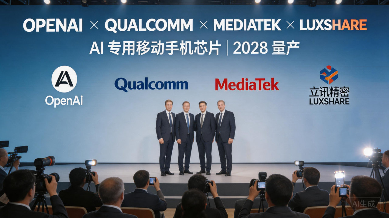 OpenAI 联手高通联发科研发手机芯片，立讯精密斩获独家代工并定于2028年量产
