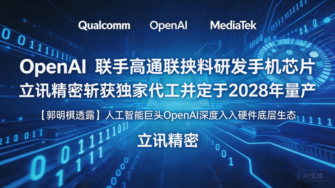 OpenAI 联手高通联发科研发手机芯片，立讯精密斩获独家…