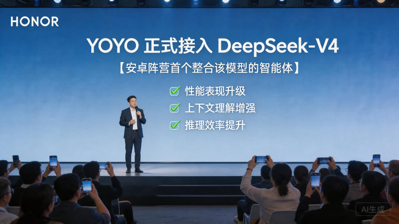 安卓首发：荣耀 YOYO 率先接入 DeepSeek-V4 大模型
