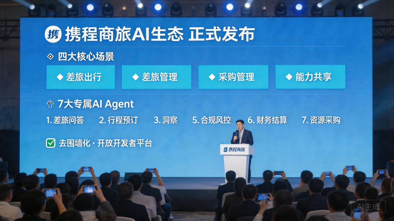 携程商旅发布AI生态全景图:推出7大行业Agent并开放17项底层能力
