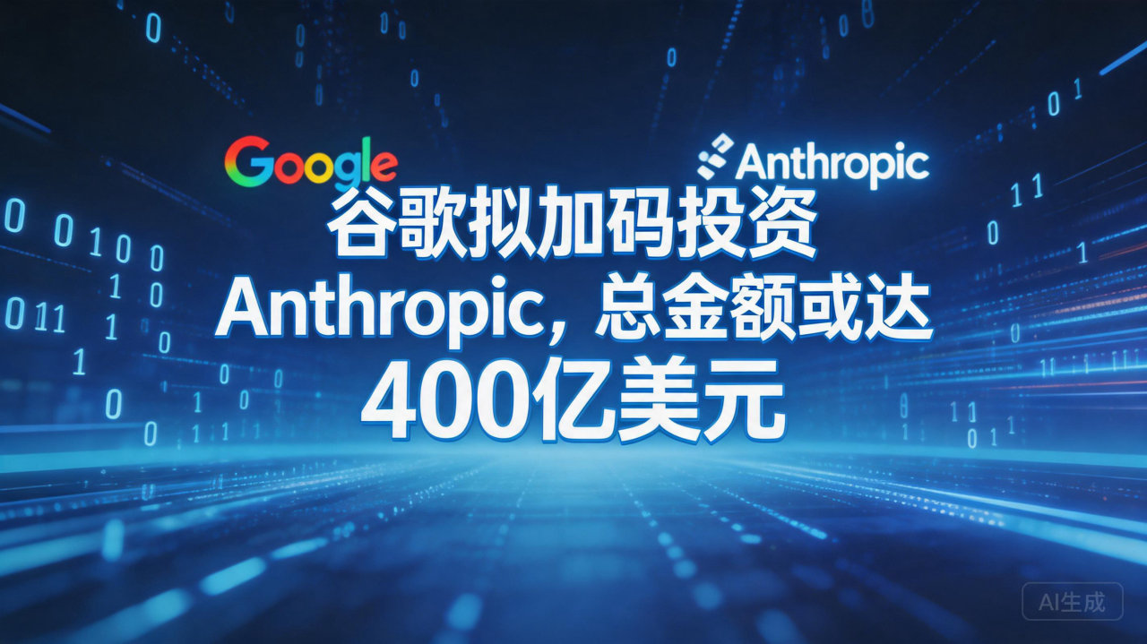 谷歌拟加码投资 Anthropic，总金额或达400亿美元