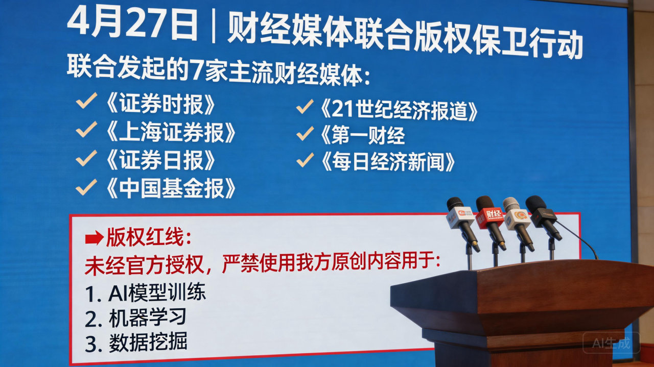 ​国内 7 家主流财经媒体发布版权保护声明：禁止AI未经许可抓取原创内容
