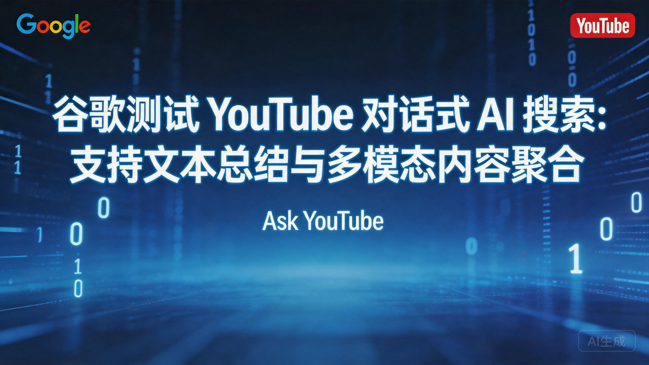谷歌测试 YouTube 对话式 AI 搜索:支持文本总结…