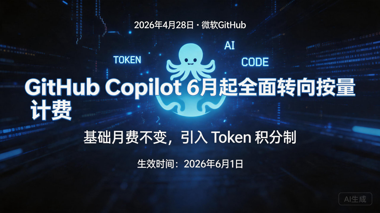 GitHub Copilot6月起全面转向按量计费:基础月…