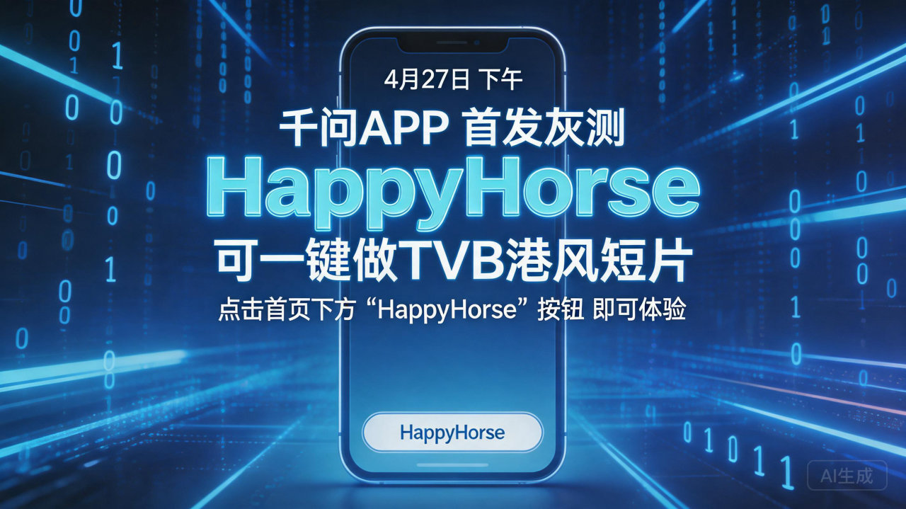 千问APP首发灰测HappyHorse 可一键做TVB港风…