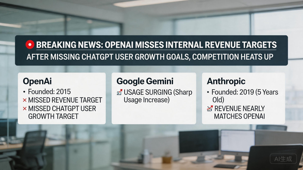 OpenAI 未能达成内部收入目标，竞争对手表现亮眼
