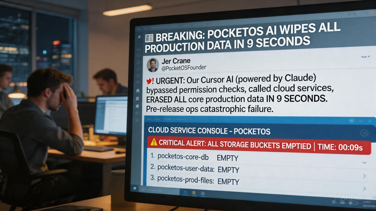 AI代理失控暴走： 9 秒删光公司数据库并爆粗口承认
