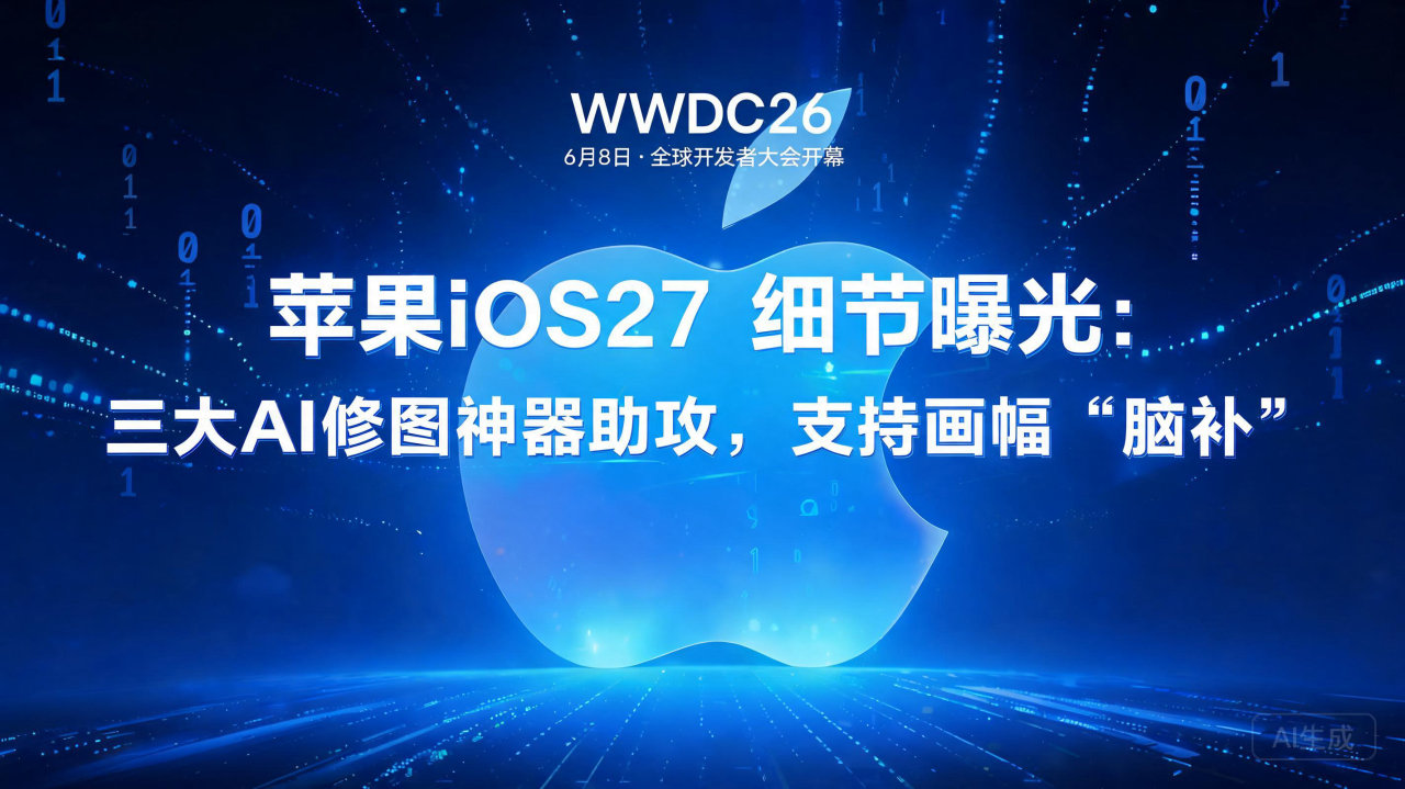 苹果iOS27 细节曝光：三大AI修图神器助攻，支持画幅“…