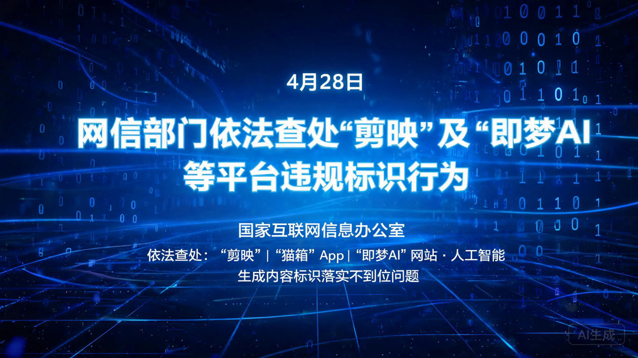 网信部门依法查处“剪映”及“即梦AI”等平台违规标识行为