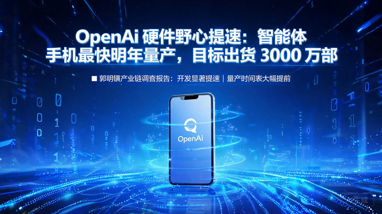 OpenAI 硬件野心提速：智能体手机最快明年量产，目标出…