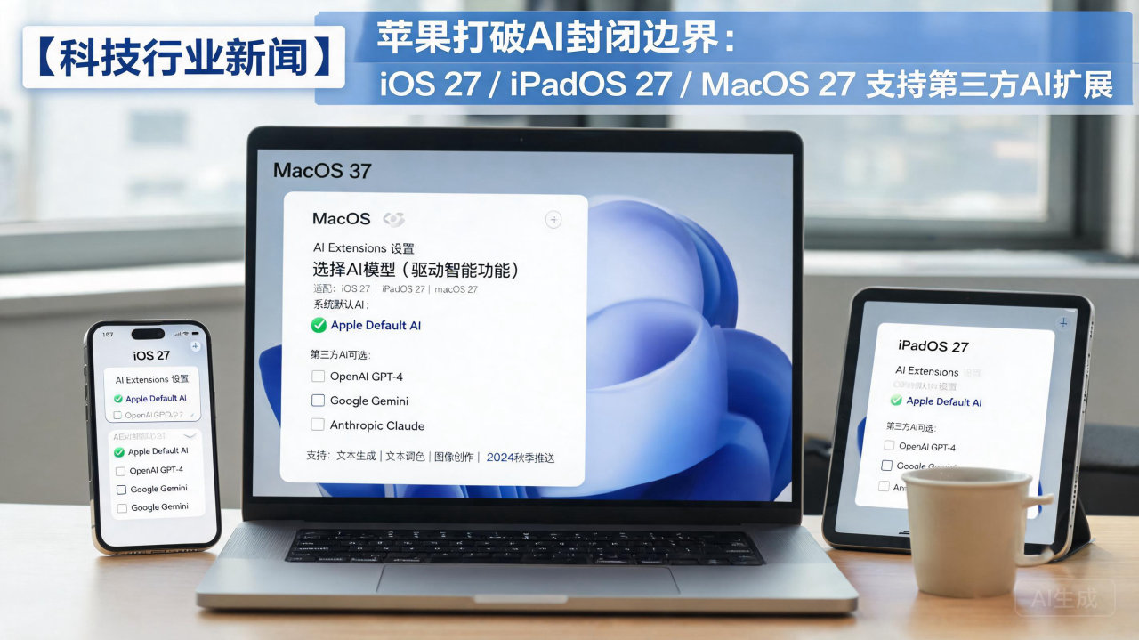 拒绝“一家独大”，苹果 iOS 27 或将支持自定义第三方 AI 模型

