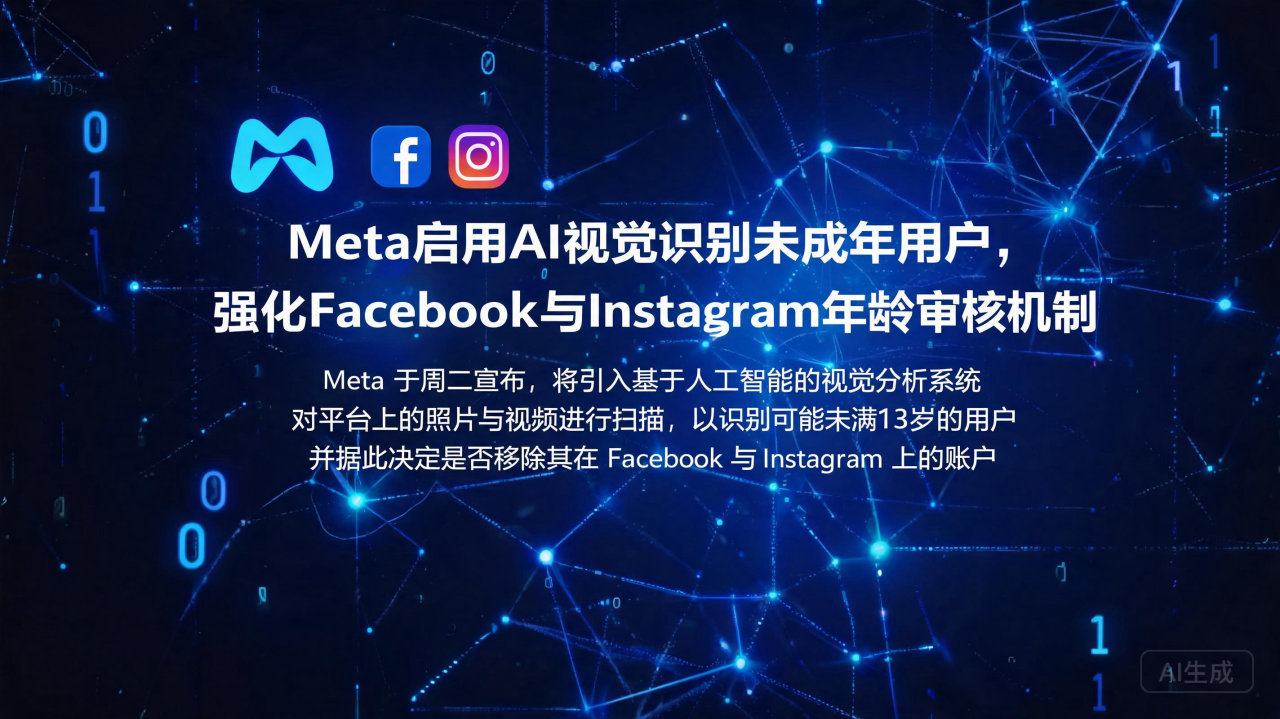 Meta启用AI视觉识别未成年用户，强化Facebook与…