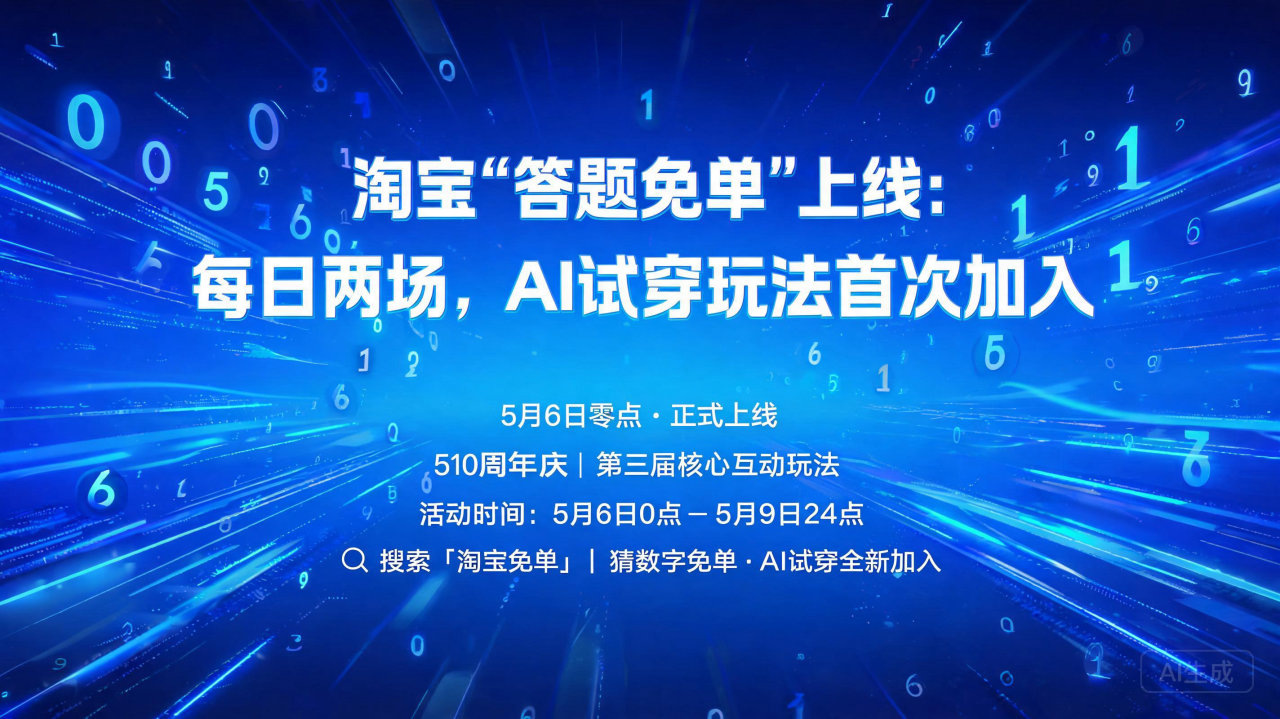淘宝“答题免单”上线:每日两场，AI试穿玩法首次加入