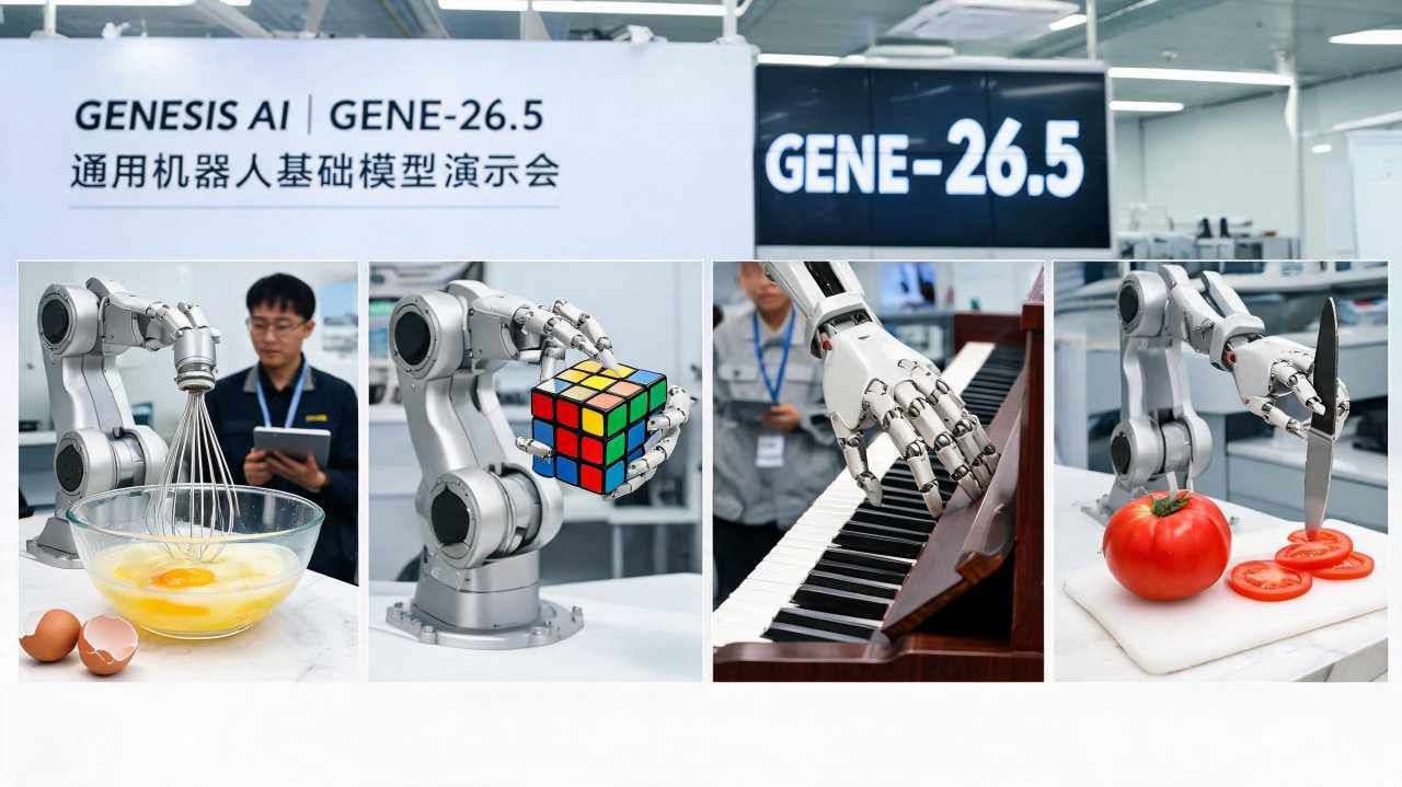 机器人界的“ChatGPT时刻”？Genesis AI 单模型搞定打蛋弹琴，这波Demo太炸了！
