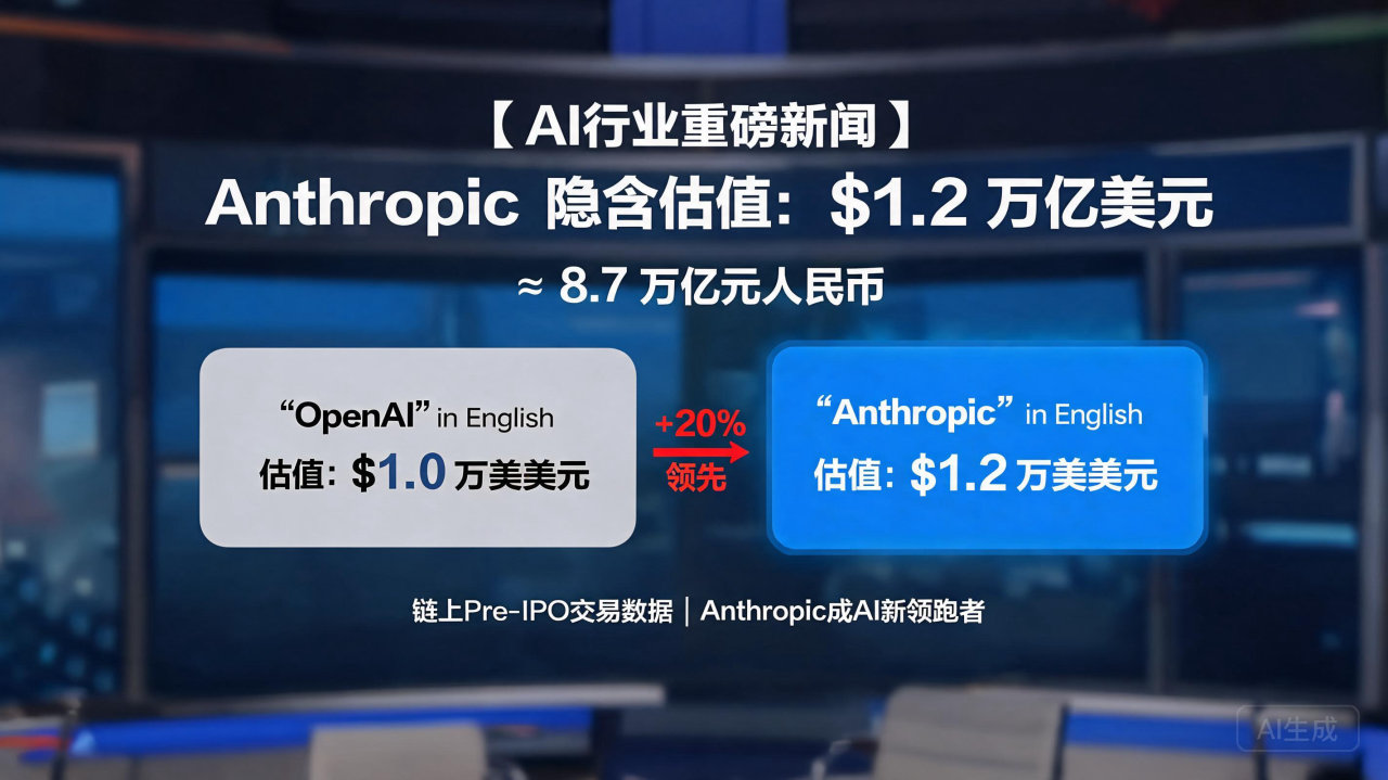 OpenAI 霸主地位动摇？Anthropic 估值破 1.2 万亿美元实现反超
