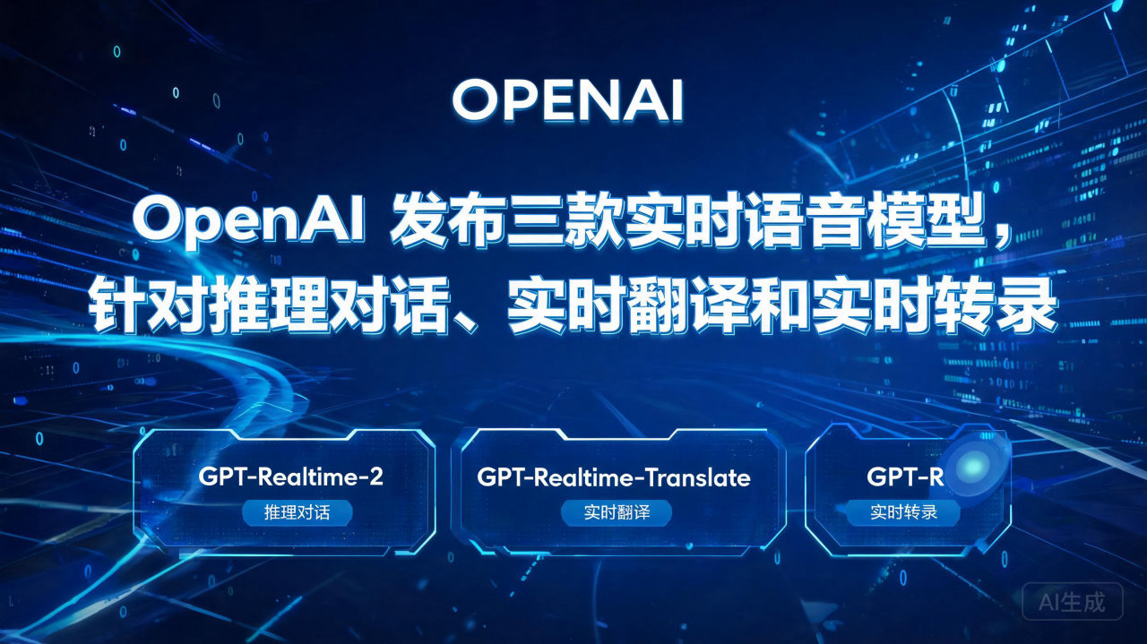 ​OpenAI 发布三款实时语音模型，针对推理对话、实时翻…