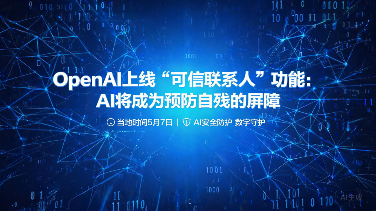 OpenAI上线“可信联系人”功能：AI将成为预防自残的屏…