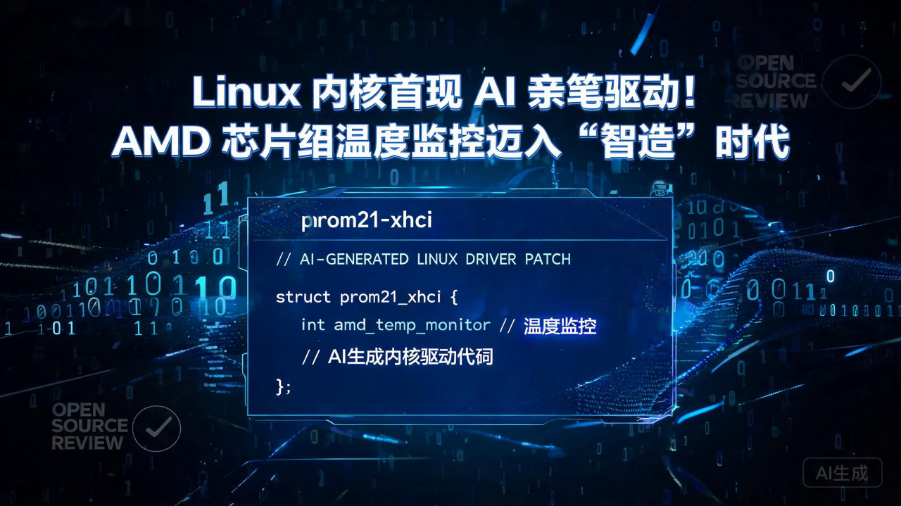 Linux 内核首现 AI 亲笔驱动！AMD 芯片组温度监…